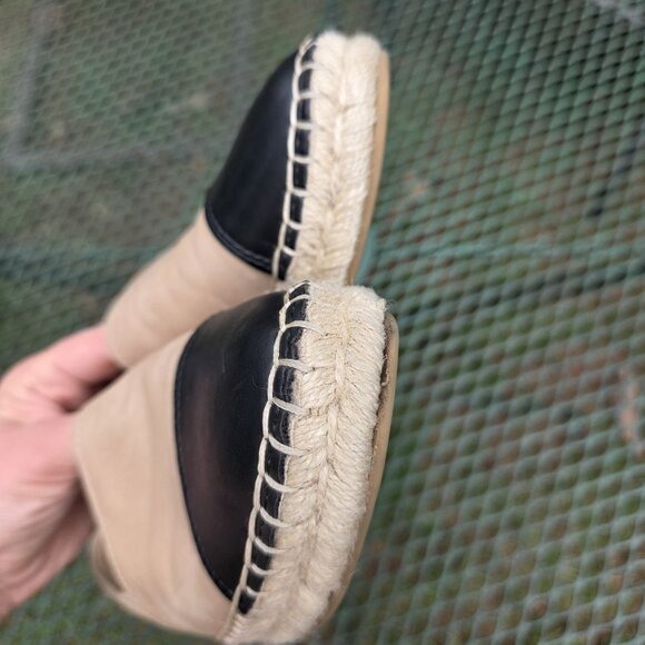 Sam Edelman Krissy Beige Black Espadrille Cap Toe Flats Shoes Size 8 Classic - Picture 5 of 7